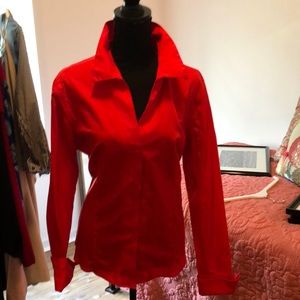 Red Calvin Klein button down blouse